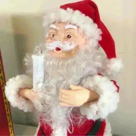 Motion 15”Plastic Santa Claus Musical Figurine Holding Candle Battery Operated - Picture 3 of 12